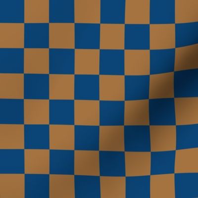 JP15 - Large - Checkerboard of One Inch Squares in Steel Blue and Tan