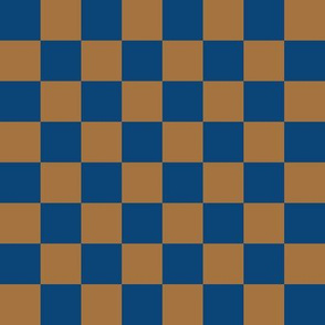 JP15 - Large - Checkerboard of One Inch Squares in Steel Blue and Tan