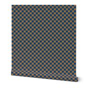 JP15 - Small - Checkerboard of Quarter Inch Squares in Steel Blue and Tan