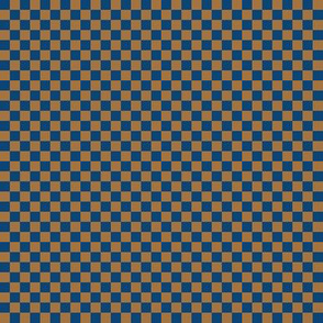 JP15 - Small - Checkerboard of Quarter Inch Squares in Steel Blue and Tan