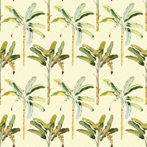 Palm Tree Motif Pattern on Soft Yellow Pattern