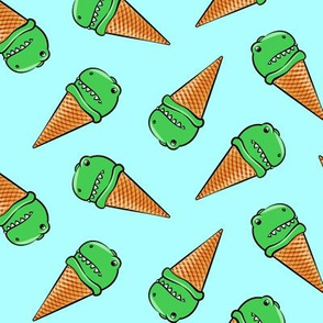 trex icecream cones - dinosaur ice cream - toss on light blue