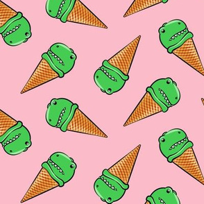 trex icecream cones - dinosaur ice cream - toss on pink