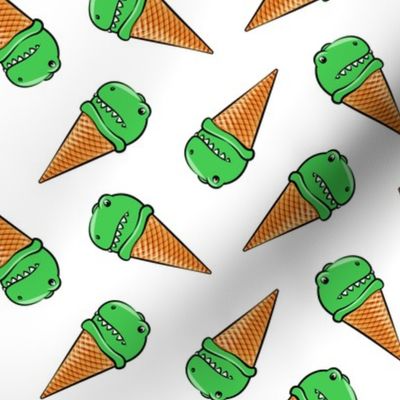 trex icecream cones - dinosaur ice cream - toss on white