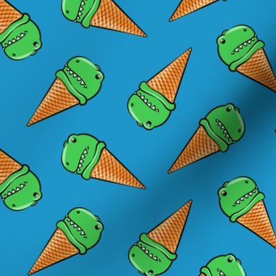 trex icecream cones - dinosaur ice cream - toss on blue