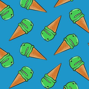 trex icecream cones - dinosaur ice cream - toss on blue