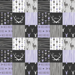3” Patchwork Deer - lilac, black, and grey