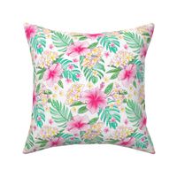 Hibiscus & Plumeria Linen (white) 8”