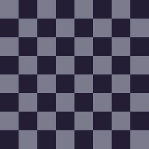 JP16 - Large - Checkerboard in One Inch Squares of Lavender Grey and Nearly Black Purple