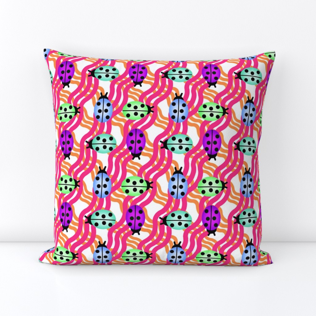 Ladies of color lg.  wavy plaid  ladybugs/ladybirds mint - periwinkle- purple - orange -pink kids dress/ totes/ purse nursery bedding  