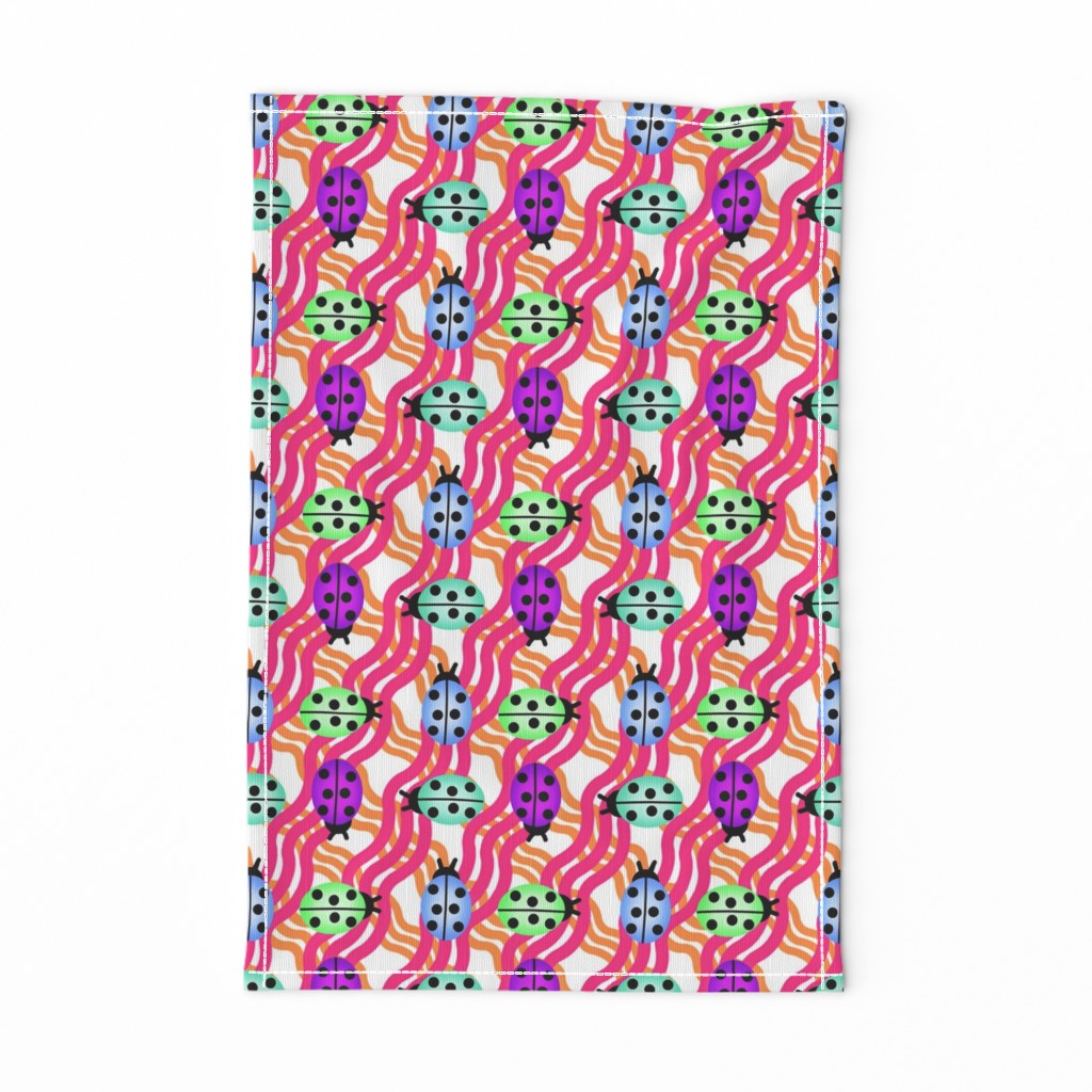 Ladies of color lg.  wavy plaid  ladybugs/ladybirds mint - periwinkle- purple - orange -pink kids dress/ totes/ purse nursery bedding  