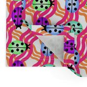 Ladies of color lg.  wavy plaid  ladybugs/ladybirds mint - periwinkle- purple - orange -pink kids dress/ totes/ purse nursery bedding  