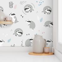 Woodland Badgers - scandinavian style - light grey