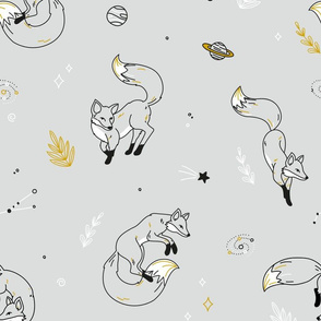 Space Fox - scandinavian black grey gold