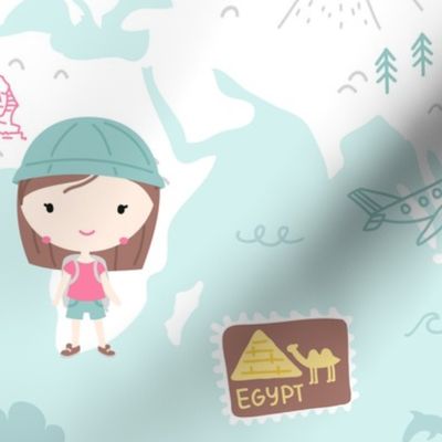 Love 2 travel - girls world map