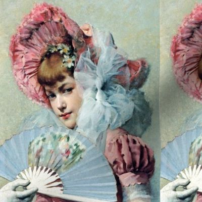 victorian pink bonnets hats beautiful girls young woman lady flowers floral big white tulle bows fans gloves 19th century shabby chic romantic beauty vintage antique elegant gothic lolita egl  