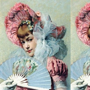 victorian pink bonnets hats beautiful girls young woman lady flowers floral big white tulle bows fans gloves 19th century shabby chic romantic beauty vintage antique elegant gothic lolita egl  