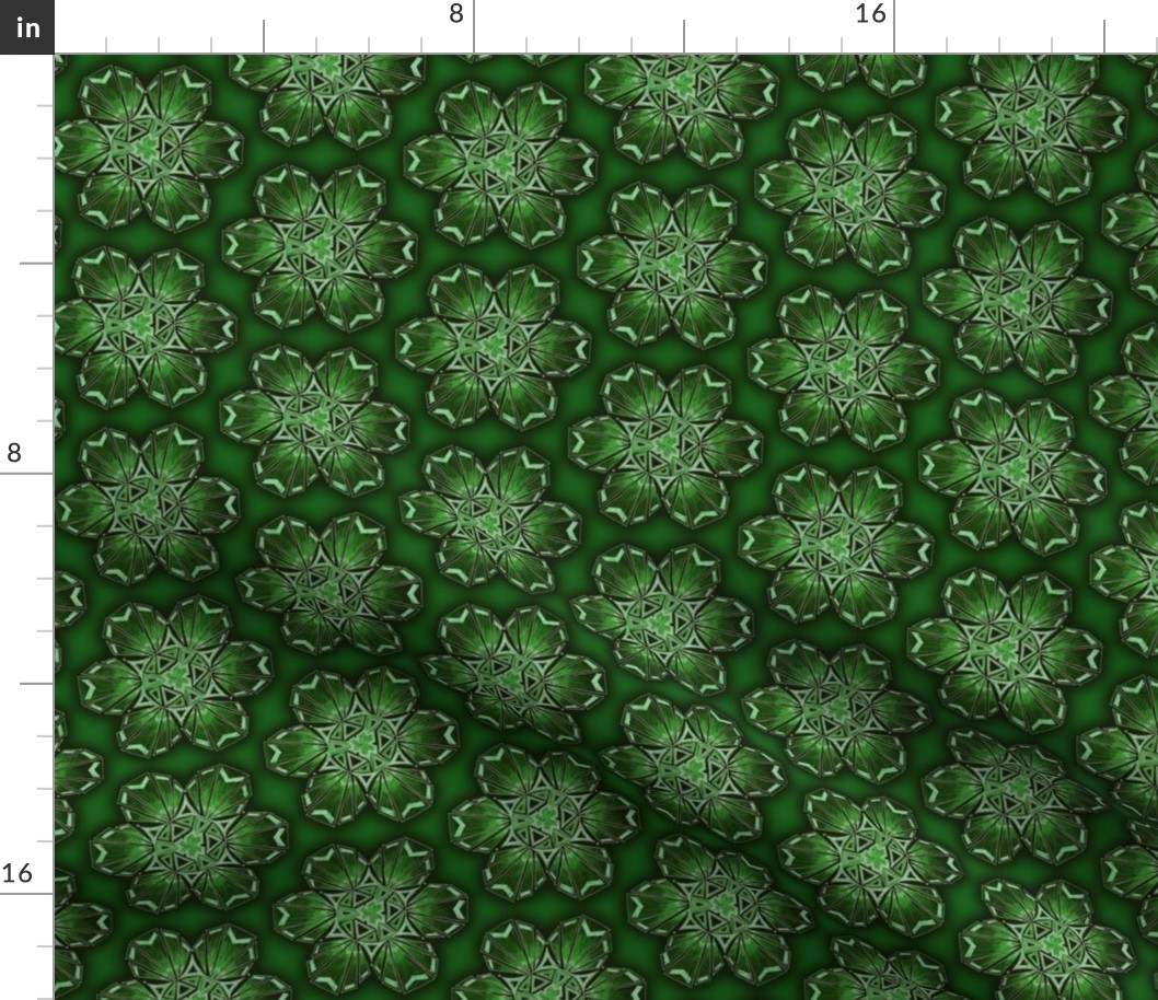 snowflake hexagons #2 - green satin  - ELH
