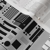 Motherboard Checkerboard, 3D Outlines, on Gray