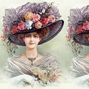 victorian edwardian big hats beautiful young woman lady flowers floral roses lace 19th 20th century romantic beauty vintage antique tulle bouquet elegant gothic lolita egl portraits   