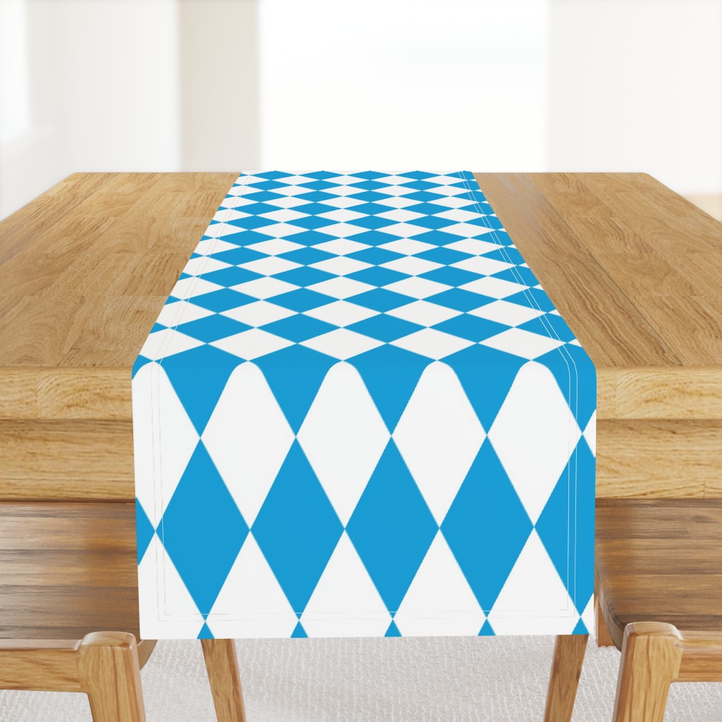 Oktoberfest Bavarian Blue and White Large Diagonal Diamond Pattern