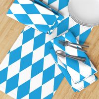 Oktoberfest Bavarian Blue and White Large Diagonal Diamond Pattern