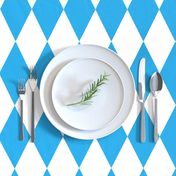 Oktoberfest Bavarian Blue and White Large Diagonal Diamond Pattern