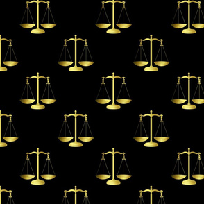 Gold Scales Of Justice on Black Repeat 