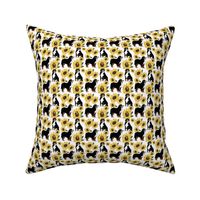 Tiny Print  Bernese Mountain Dogs with Sunflowers 2.25x 2.25 inch repeat Dog fabric