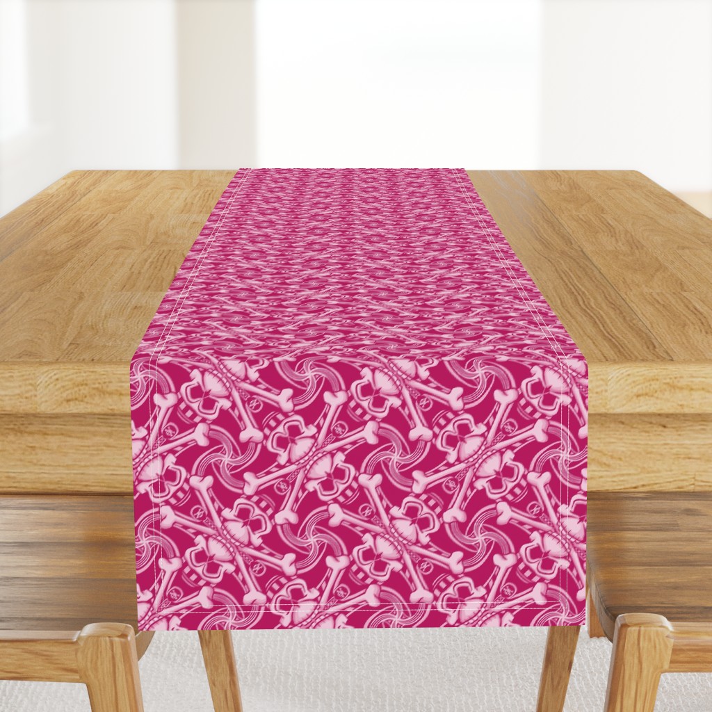 ★ SKULL PLAID ★ Pink - Large Scale / Collection : Pirates Tessellations - Skull and Crossbones Prints