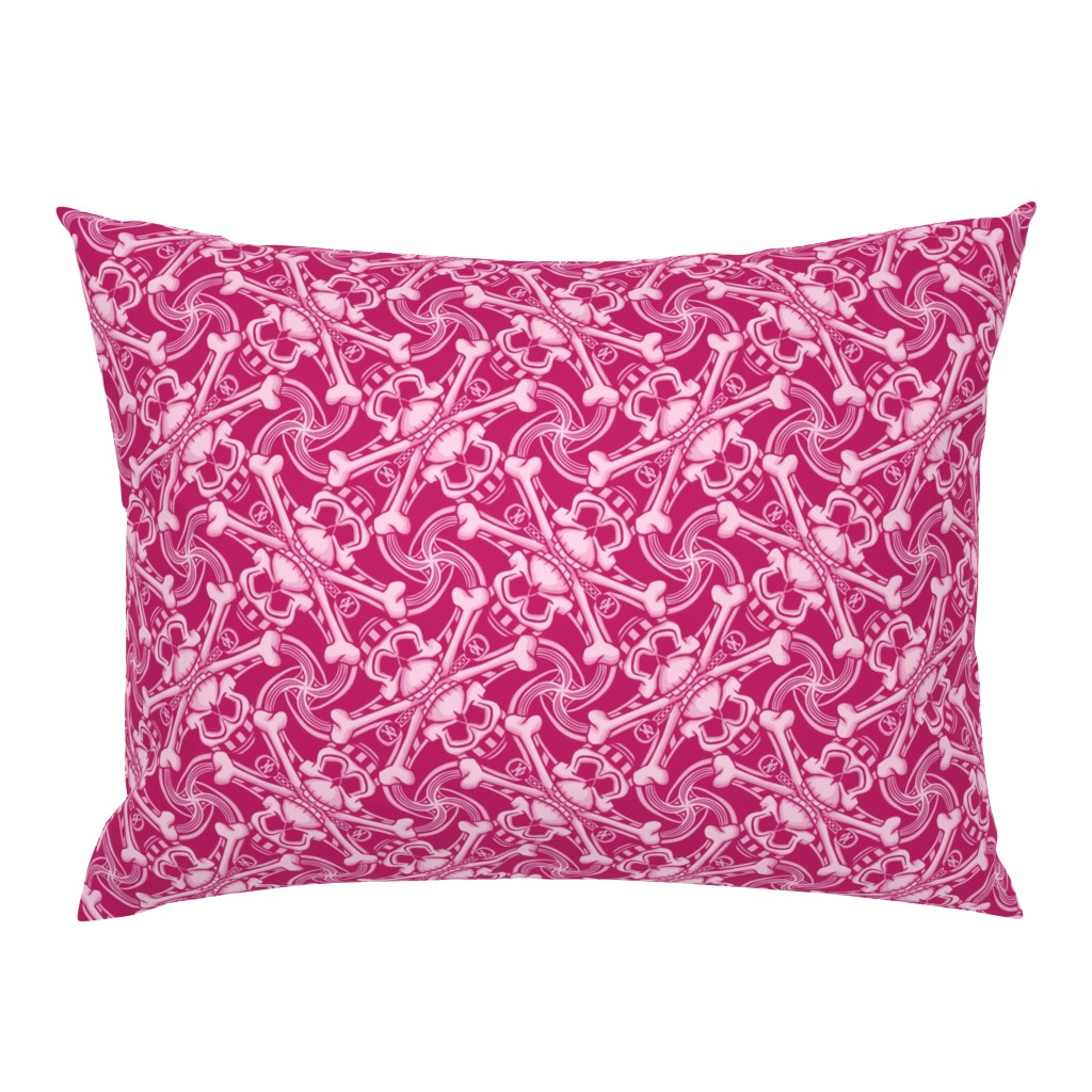 ★ SKULL PLAID ★ Pink - Large Scale / Collection : Pirates Tessellations - Skull and Crossbones Prints