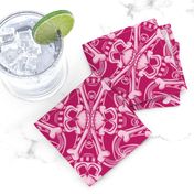 ★ SKULL PLAID ★ Pink - Large Scale / Collection : Pirates Tessellations - Skull and Crossbones Prints