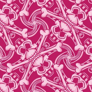 ★ SKULL PLAID ★ Pink - Large Scale / Collection : Pirates Tessellations - Skull and Crossbones Prints