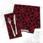 ★ SKULL PLAID ★ Black & Burgundy Red - Large Scale / Collection : Pirates Tessellations - Skull and Crossbones Prints