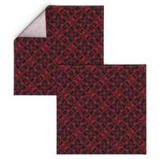 ★ SKULL PLAID ★ Black & Burgundy Red - Large Scale / Collection : Pirates Tessellations - Skull and Crossbones Prints