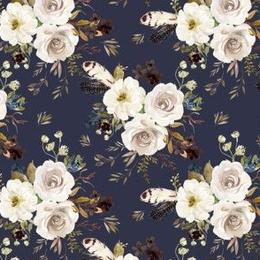 4" Autumn Harvest Flowers - Muted Navy