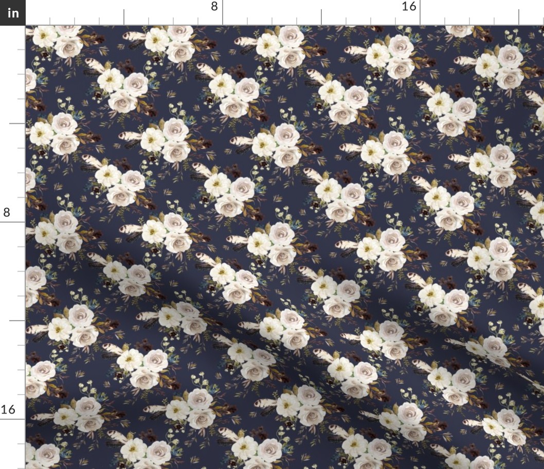 4" Autumn Harvest Flowers - Muted Navy