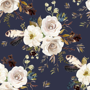 18" Autumn Harvest Flowers - Muted Navy