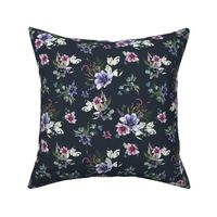 8" Woodland Fairytale Florals - Dark Navy Blue