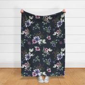 36" Woodland Fairytale Florals - Dark Navy Blue