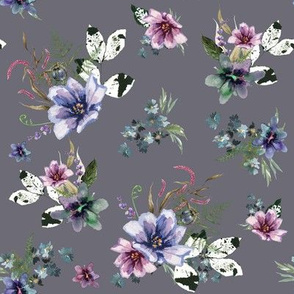 8" Woodland Fairytale Florals - Dark Lilac