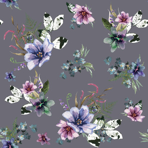 36" Woodland Fairytale Florals - Dark Lilac