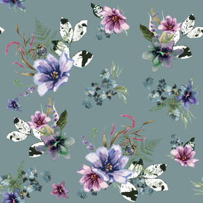 36" Woodland Fairytale Florals - Stormy Blue
