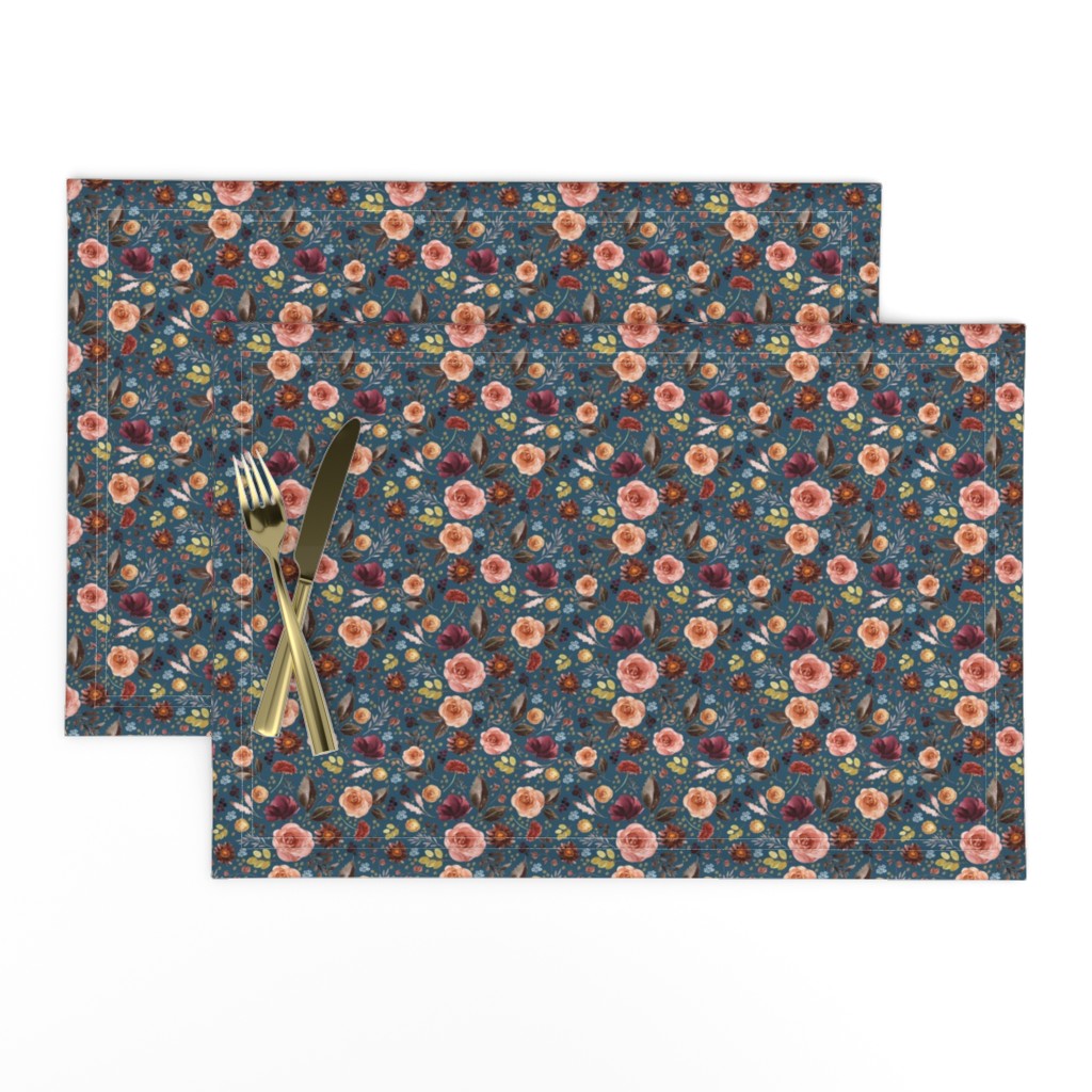 4" Boone Fall Florals - Blue