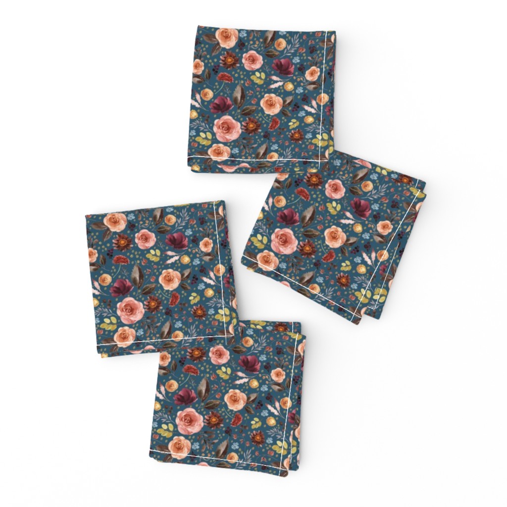 4" Boone Fall Florals - Blue