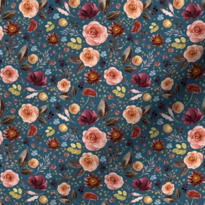 4" Boone Fall Florals - Blue