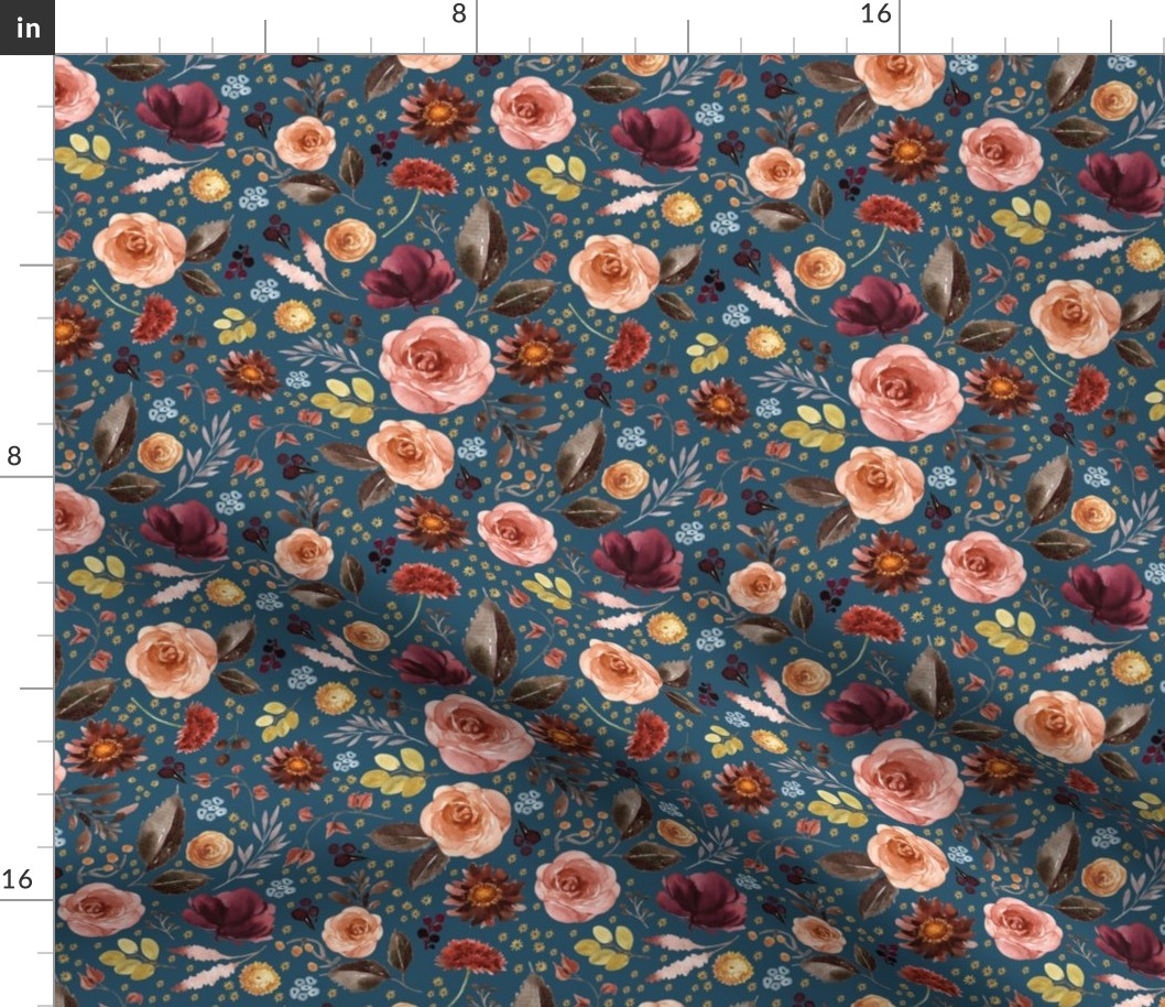 8" Boone Fall Florals - Blue