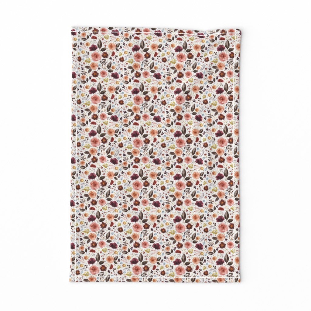 4" Boone Fall Florals - White