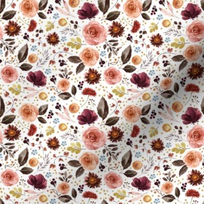 4" Boone Fall Florals - White