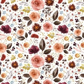 4" Boone Fall Florals - White